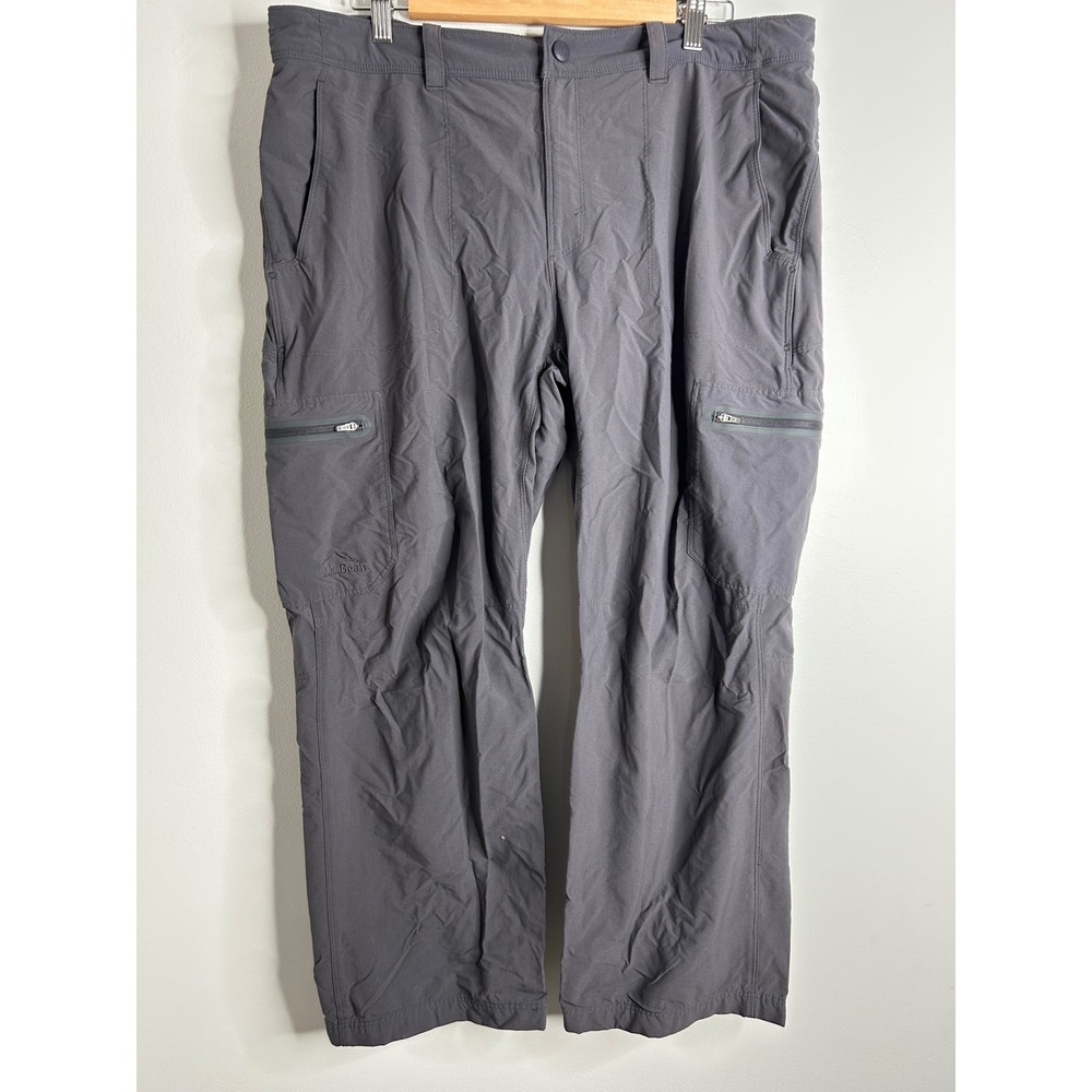 LL Bean Mens Cargo Pants Gray Nylon Zip Outdoor 38x29‎ (actual 36x27) Hiking